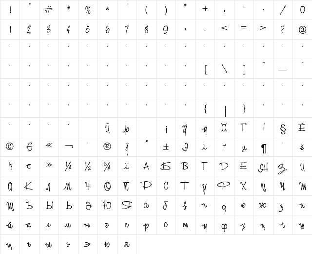 DOMOSED_vk__ Regular  glyph index