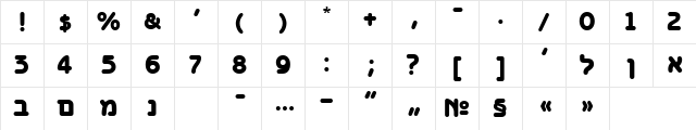 BenzionTT Bold  glyph index