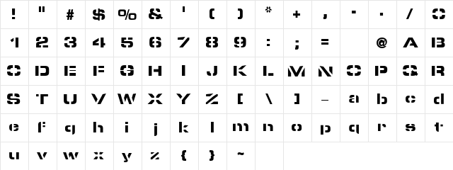 pyrostyle Regular  glyph index