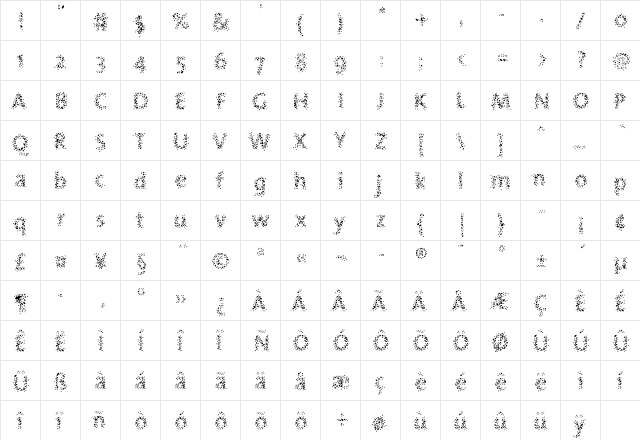 Nebulae Regular  glyph index