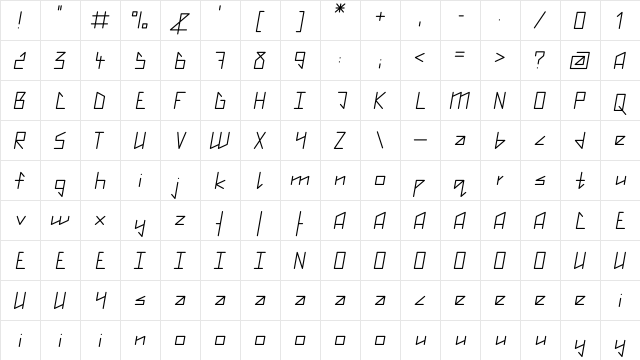 Node Regular  glyph index