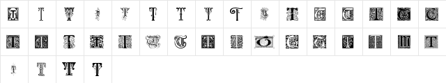 Ornamental Initials T Regular  glyph index