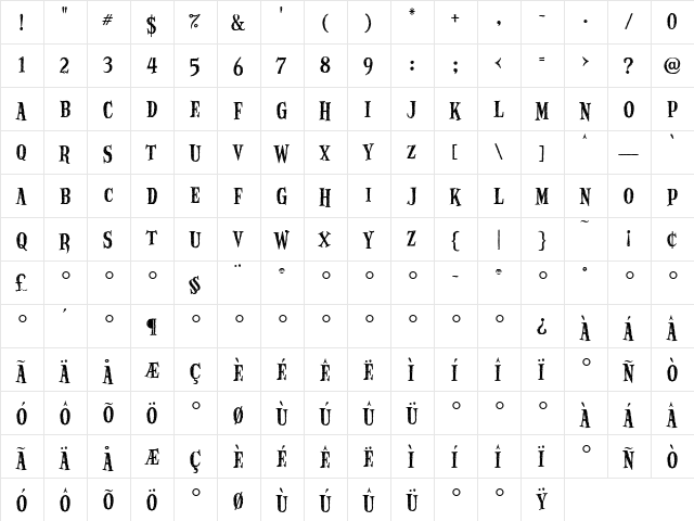 HouseofDeath Medium  glyph index