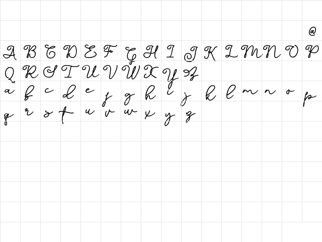 Dinila Script Regular  glyph index