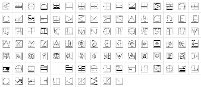 XPCrazy Regular  glyph index