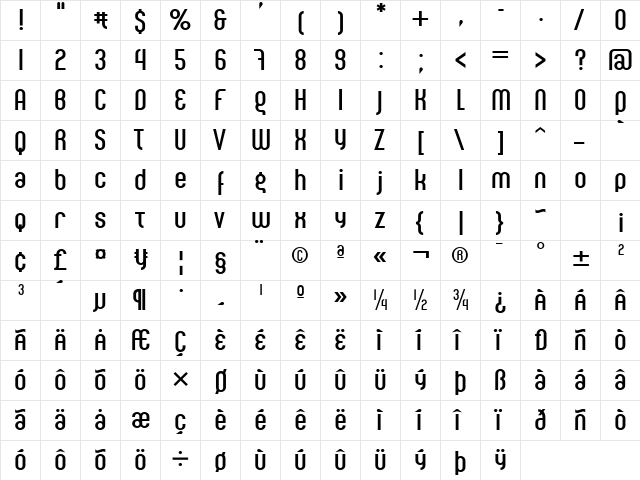 Phobos Regula  glyph index