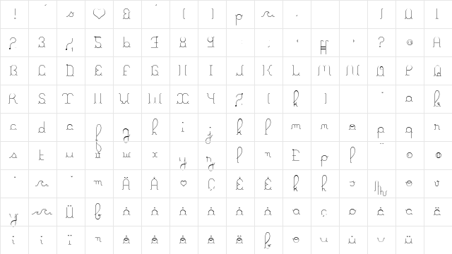 A La Nage Regular  glyph index