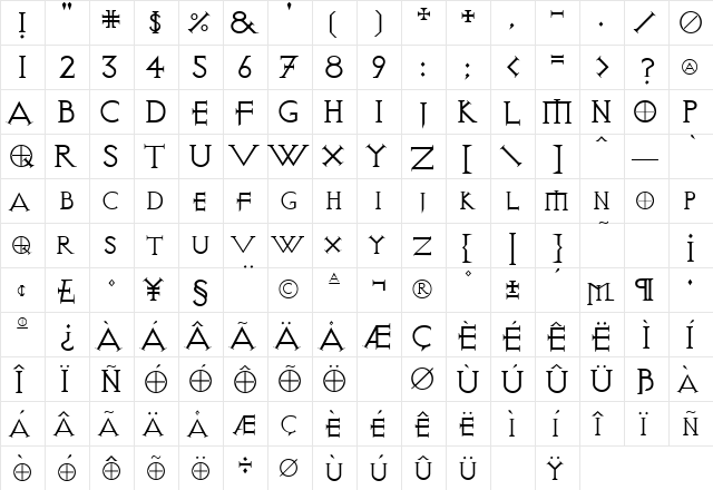 Visitation Regular  glyph index
