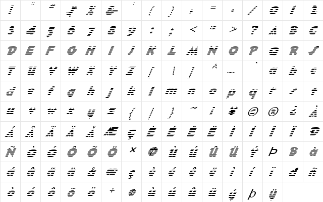 FZ JAZZY 32 STRIPED ITALIC Normal  glyph index