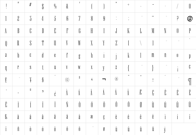 KeyboardLight Regular  glyph index