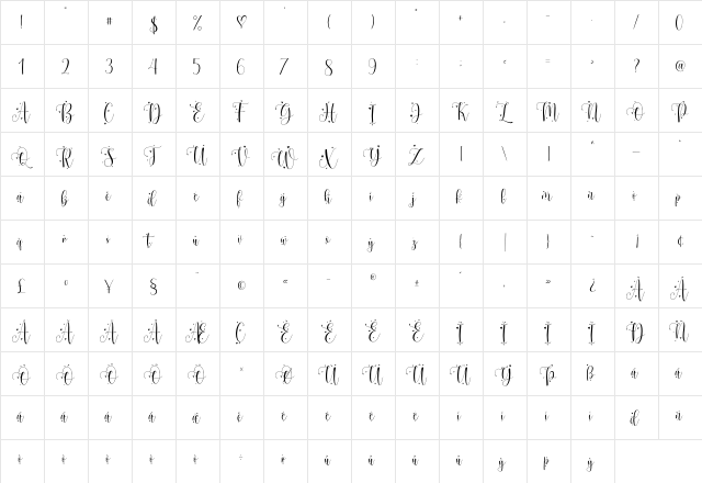 Mother Tongue - Personal Use Regular  glyph index