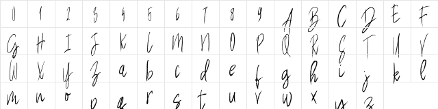 Dreamer Regular  glyph index