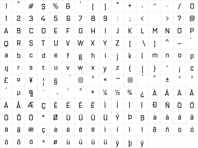 Quarca Norm Regular  glyph index