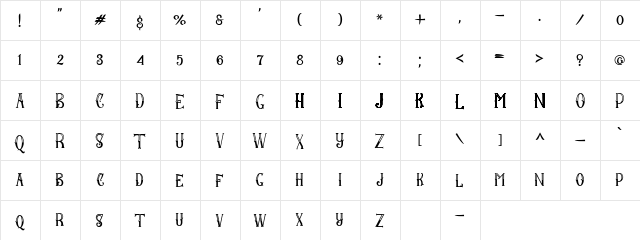 BangorE Regular  glyph index