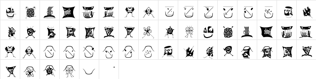 Facialish Regular  glyph index