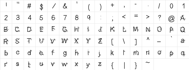 ChristmasLigtness Medium  glyph index