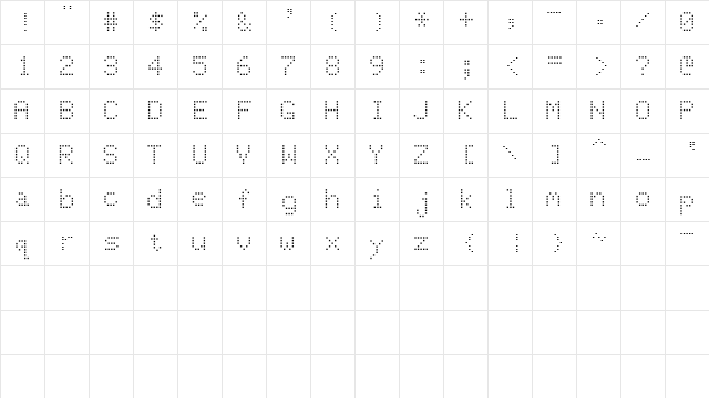 MatrixSSK Regular  glyph index