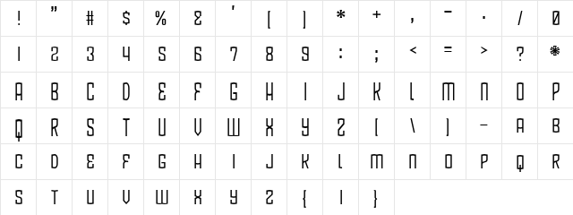 BlamDude BB Regular  glyph index