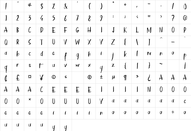 Kinemon Demo  glyph index