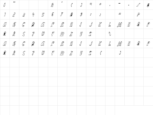 GroovyGhosties Regular  glyph index