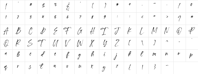 Irlandya Demo Regular  glyph index