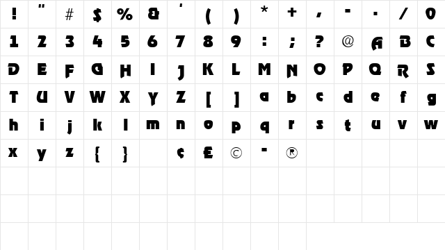 TenaceSSK Regular  glyph index