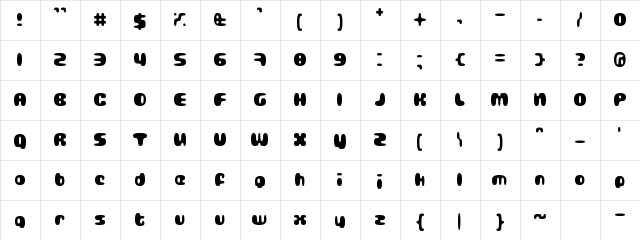 Gubblebum Regular  glyph index