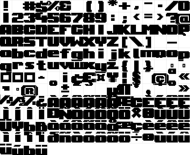 01Dominatrix Bold  glyph index