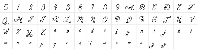 Gentleman in the Shadow Regular  glyph index