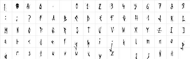 Agresivefont Regular  glyph index