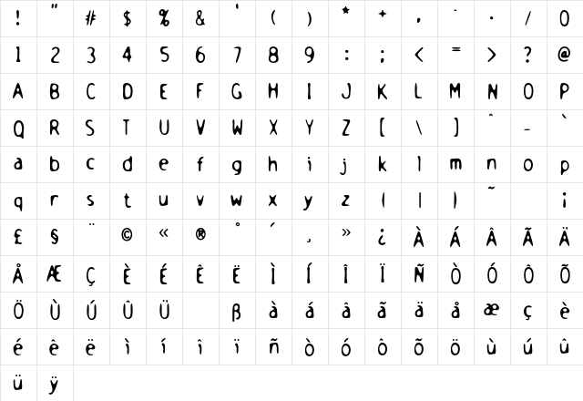 Holstein Regular  glyph index