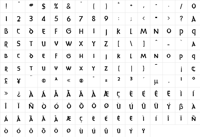 Unhinge Normal  glyph index