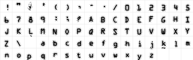 Crack Regular  glyph index