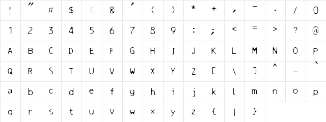 Resbaloso Regular  glyph index