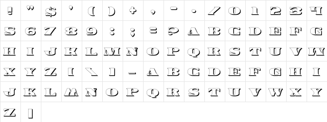 LHF Bank Note SHADOW Regular  glyph index