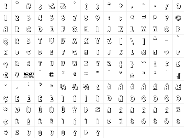 Gramophone Shaded NF Regular  glyph index