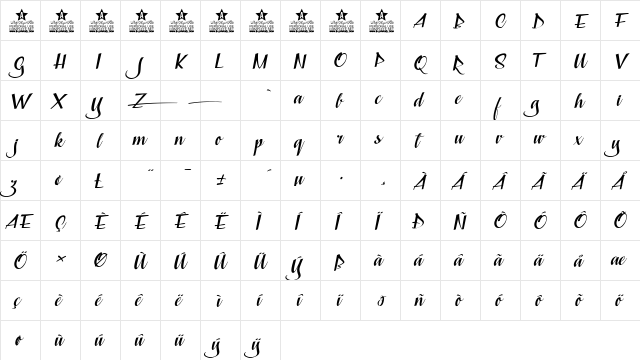 Capable of Loving Personal Use Regular  glyph index