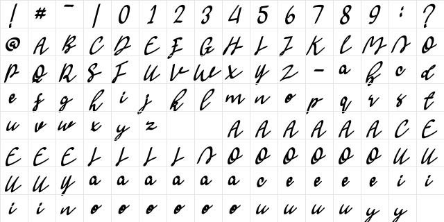 Saraba Regular  glyph index