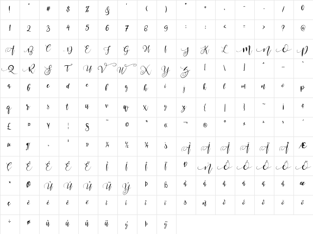 Valledofas just personal only Regular  glyph index