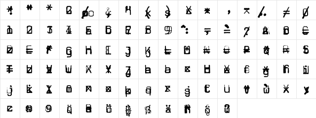Magda Trash  glyph index