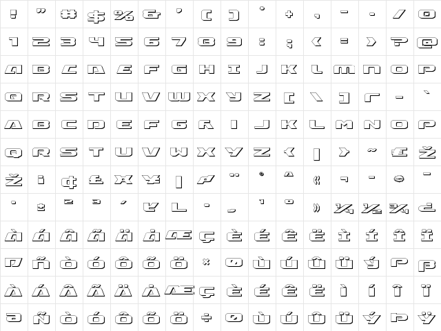 Iapetus 3D Regular  glyph index