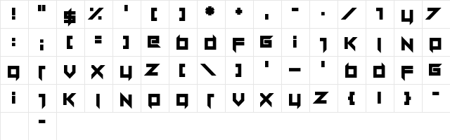 Dillydallier Straight Regular  glyph index