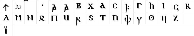 gothic 1 Regular  glyph index