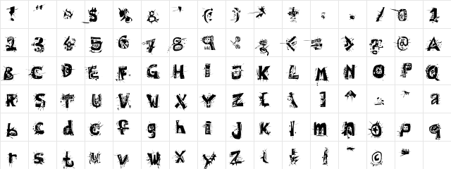 Hair of the dog Regular  glyph index