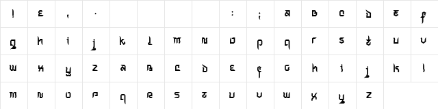 Indochine Regular  glyph index