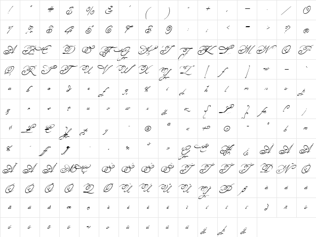 Miss Fajardose Regular  glyph index
