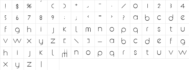 ZoobeSSK Bold  glyph index