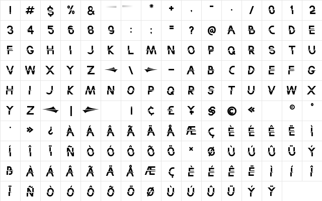 Split On Regular  glyph index