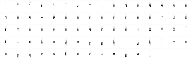Bravado Spaced Regular  glyph index