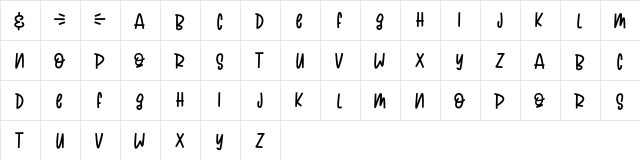 QUIRKYLAND Regular  glyph index